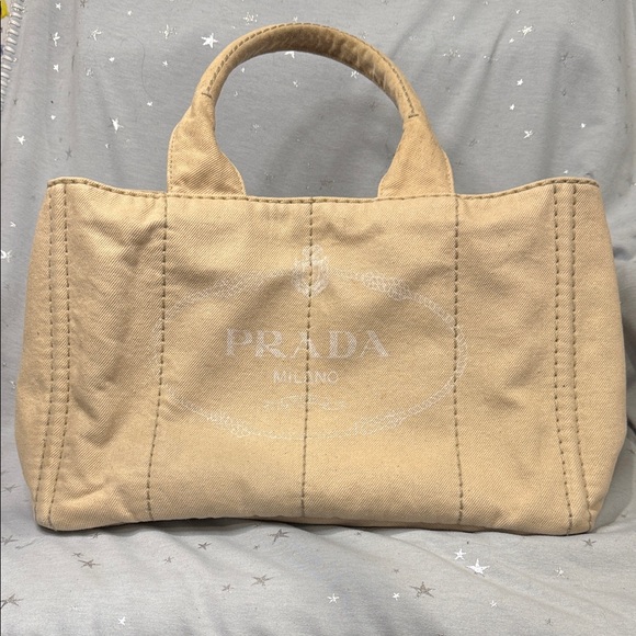 Prada Canapa Beige Canvas Tote Medium Size - Picture 1 of 10
